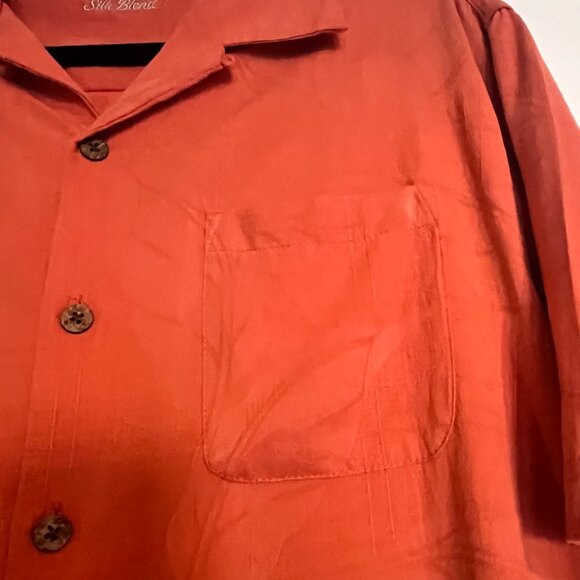Caribbean Silk Blend Mens Short‎ Sleeve Button Down Shirt Size M - Picture 3 of 5